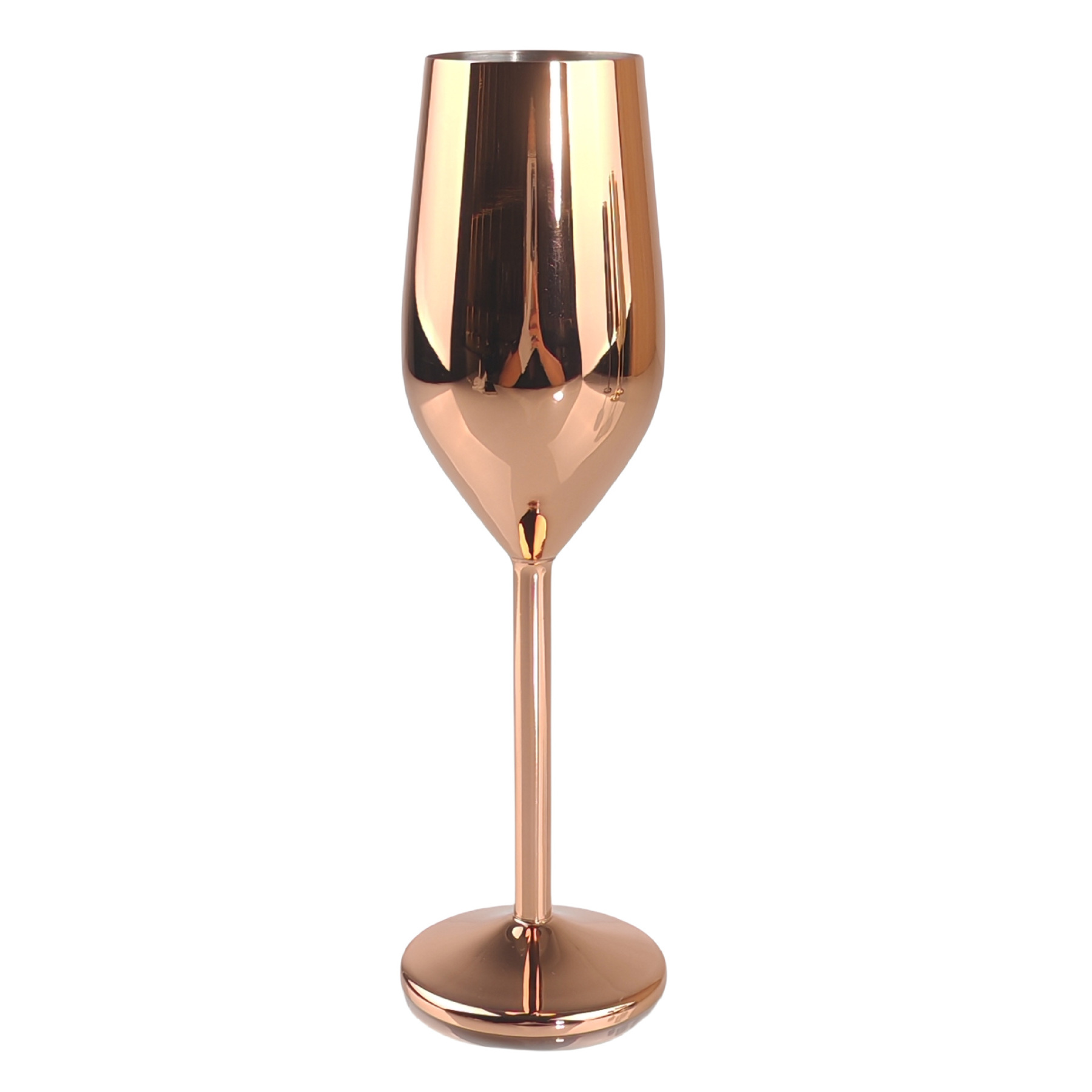 Cross-border 304 stainless steel champagne flutes, goblet-style, drum-shaped, shatter-resistant red wine glasses for home use—premium metal cocktail goblets.