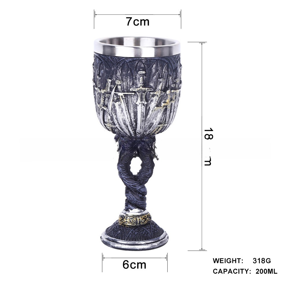 Wholesale Gift Resin Skull Goblet – Creative 3D Wolf-Head Stainless-Steel Stem Cup