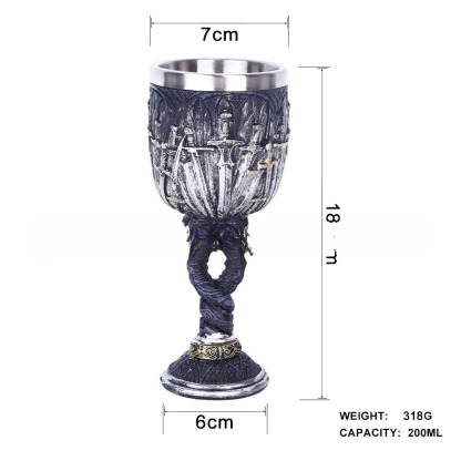 Wholesale Gift Resin Skull Goblet – Creative 3D Wolf-Head Stainless-Steel Stem Cup