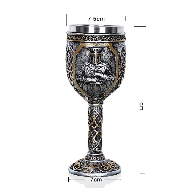 Wholesale Gift Resin Skull Goblet – Creative 3D Wolf-Head Stainless-Steel Stem Cup