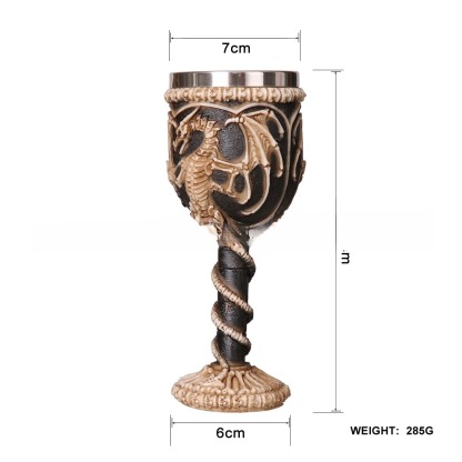 Wholesale Gift Resin Skull Goblet – Creative 3D Wolf-Head Stainless-Steel Stem Cup