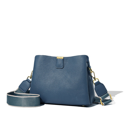 Durable Leather Fashionable Minimalist Crossbody Bag, Genuine Leather Tote Bucket Bag