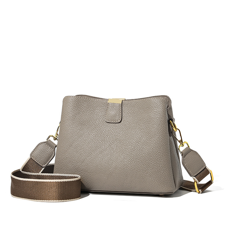 Durable Leather Fashionable Minimalist Crossbody Bag, Genuine Leather Tote Bucket Bag