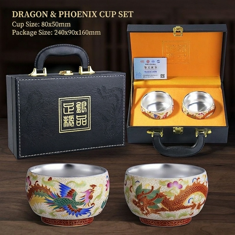 Dragon-and-Phoenix Silver Cup