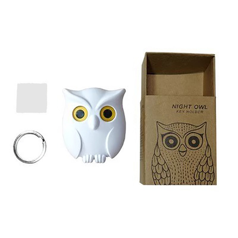 Winking Owl Magnetic Hook - No Drill Refrigerator Wall Mount Key Holder with Adhesive