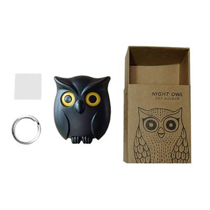 Winking Owl Magnetic Hook - No Drill Refrigerator Wall Mount Key Holder with Adhesive