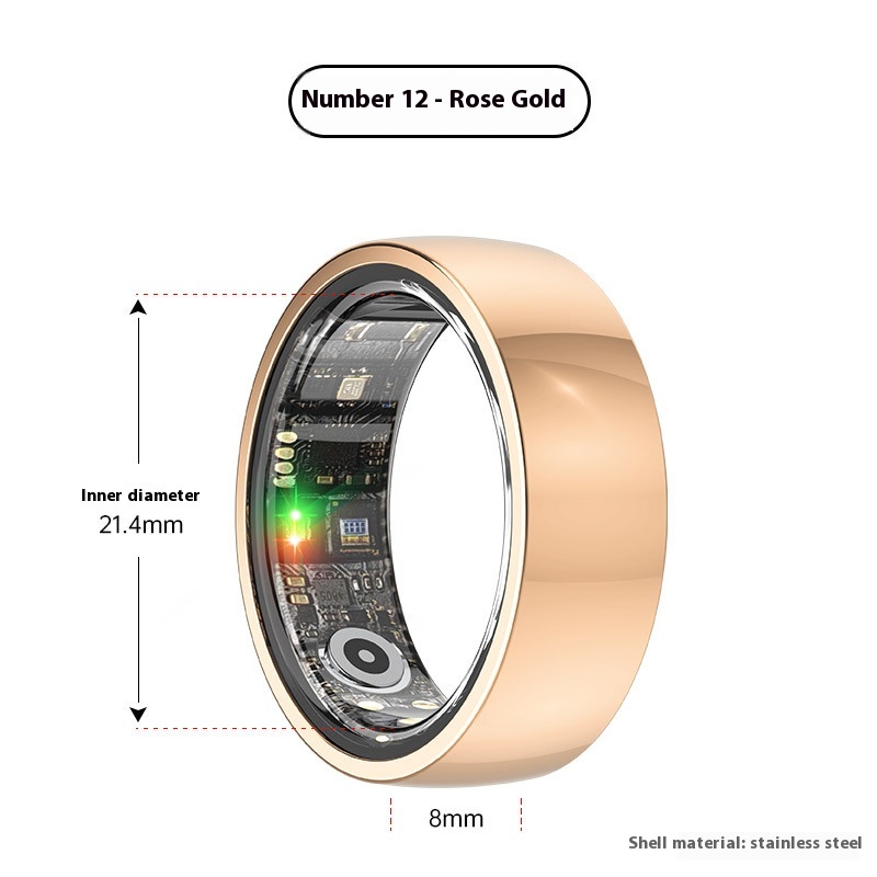 Heart rate, blood pressure, blood oxygen monitoring, photo-taking, sleep tracking, step counting, remote care, waterproof, swimming, smart ring.