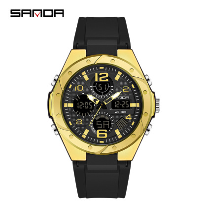 Multi-functional dual display waterproof tactical electronic watch