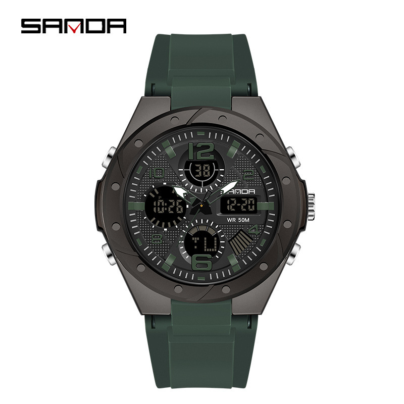 Multi-functional dual display waterproof tactical electronic watch