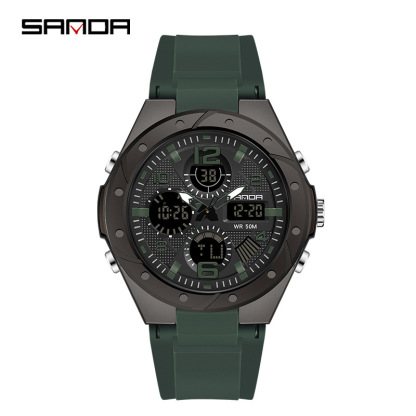 Multi-functional dual display waterproof tactical electronic watch