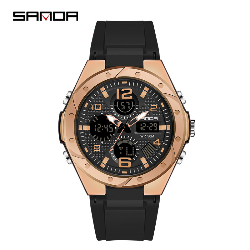 Multi-functional dual display waterproof tactical electronic watch