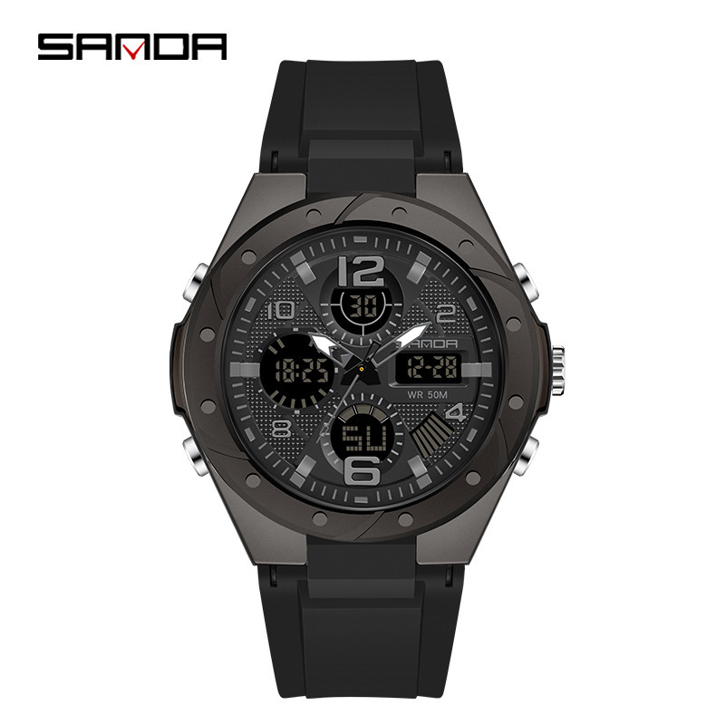 Multi-functional dual display waterproof tactical electronic watch