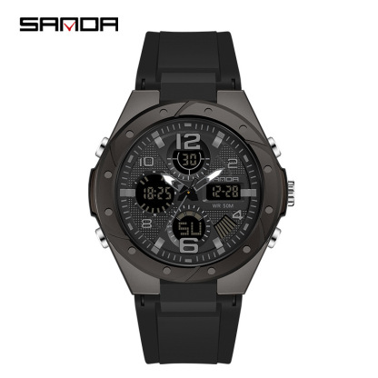 Multi-functional dual display waterproof tactical electronic watch