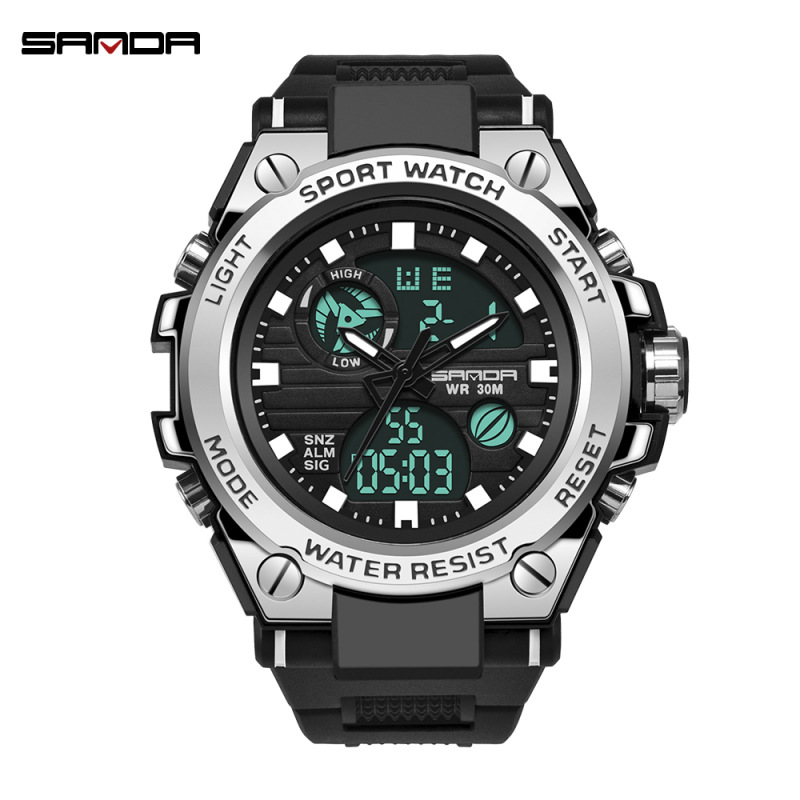 Multi-functional dual display waterproof tactical electronic watch