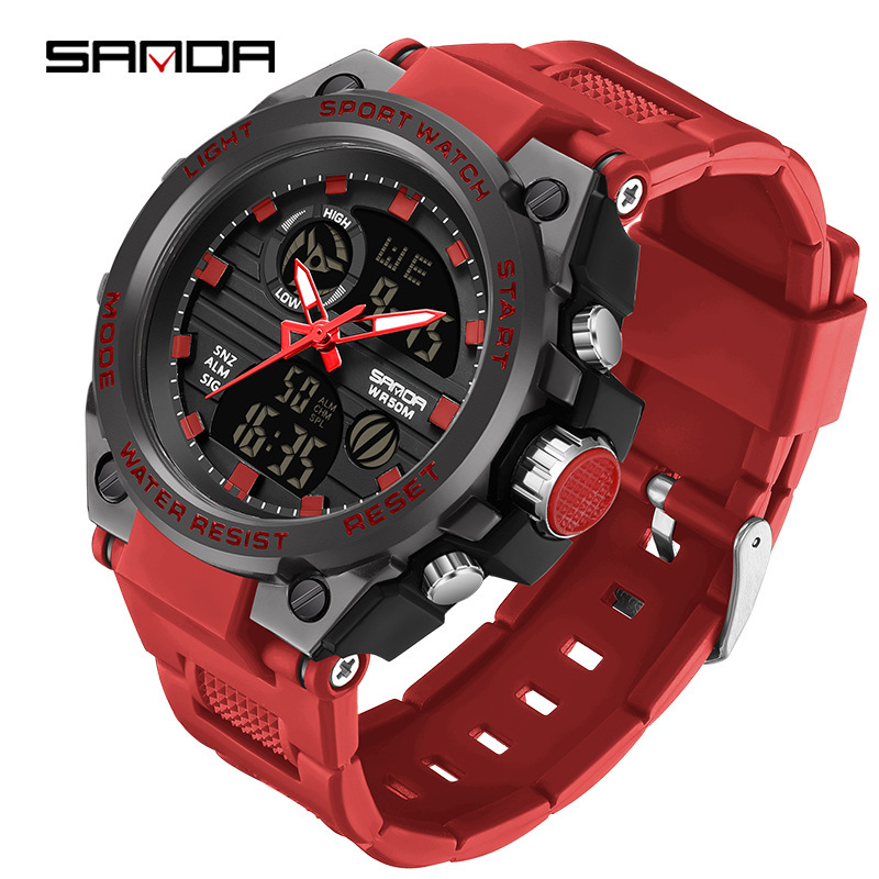 Multi-functional dual display waterproof tactical electronic watch