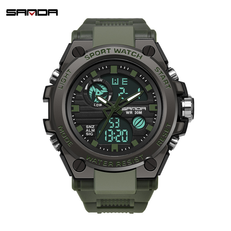Multi-functional dual display waterproof tactical electronic watch