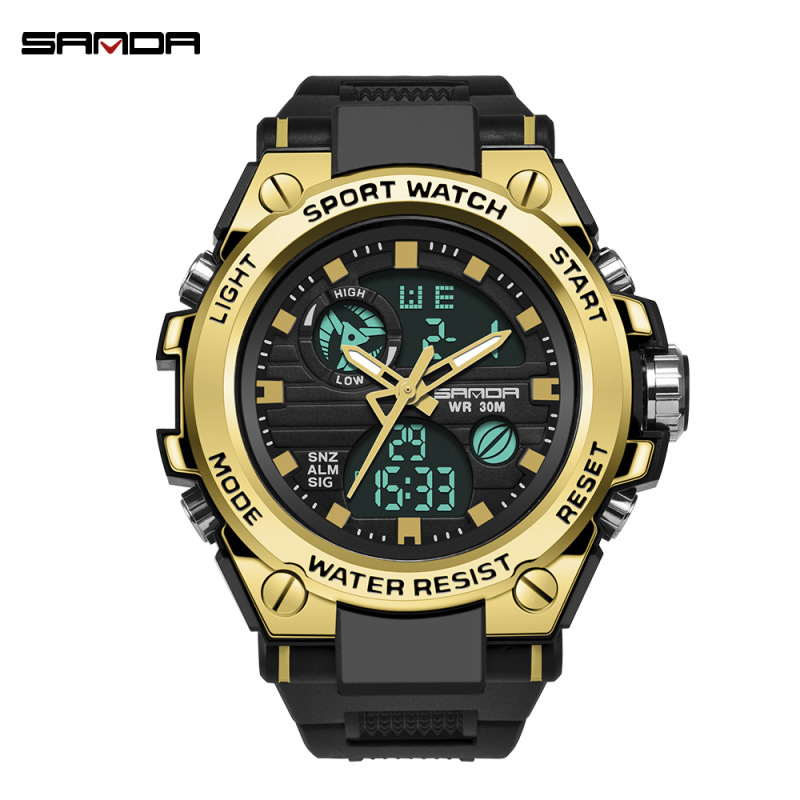 Multi-functional dual display waterproof tactical electronic watch
