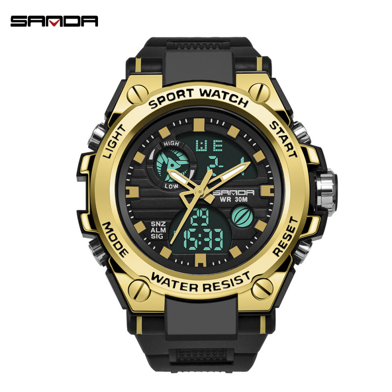 Multi-functional dual display waterproof tactical electronic watch