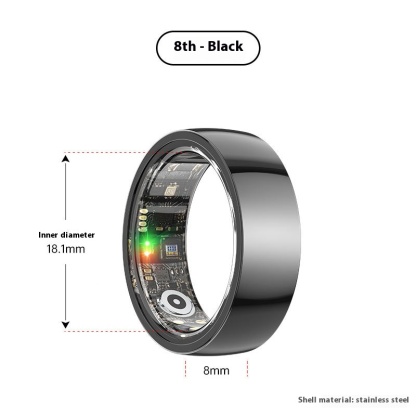 Heart rate, blood pressure, blood oxygen monitoring, photo-taking, sleep tracking, step counting, remote care, waterproof, swimming, smart ring.