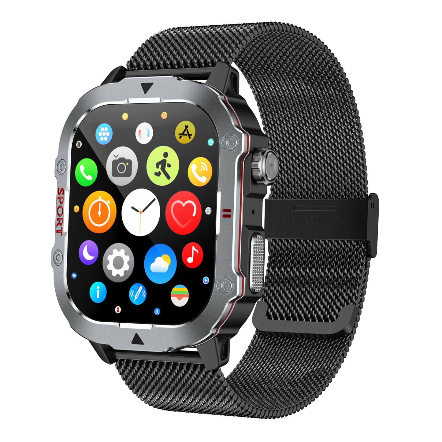 Rugged Outdoor Bluetooth Calling Smartwatch with Heart Rate & Blood Pressure Monitoring for Men