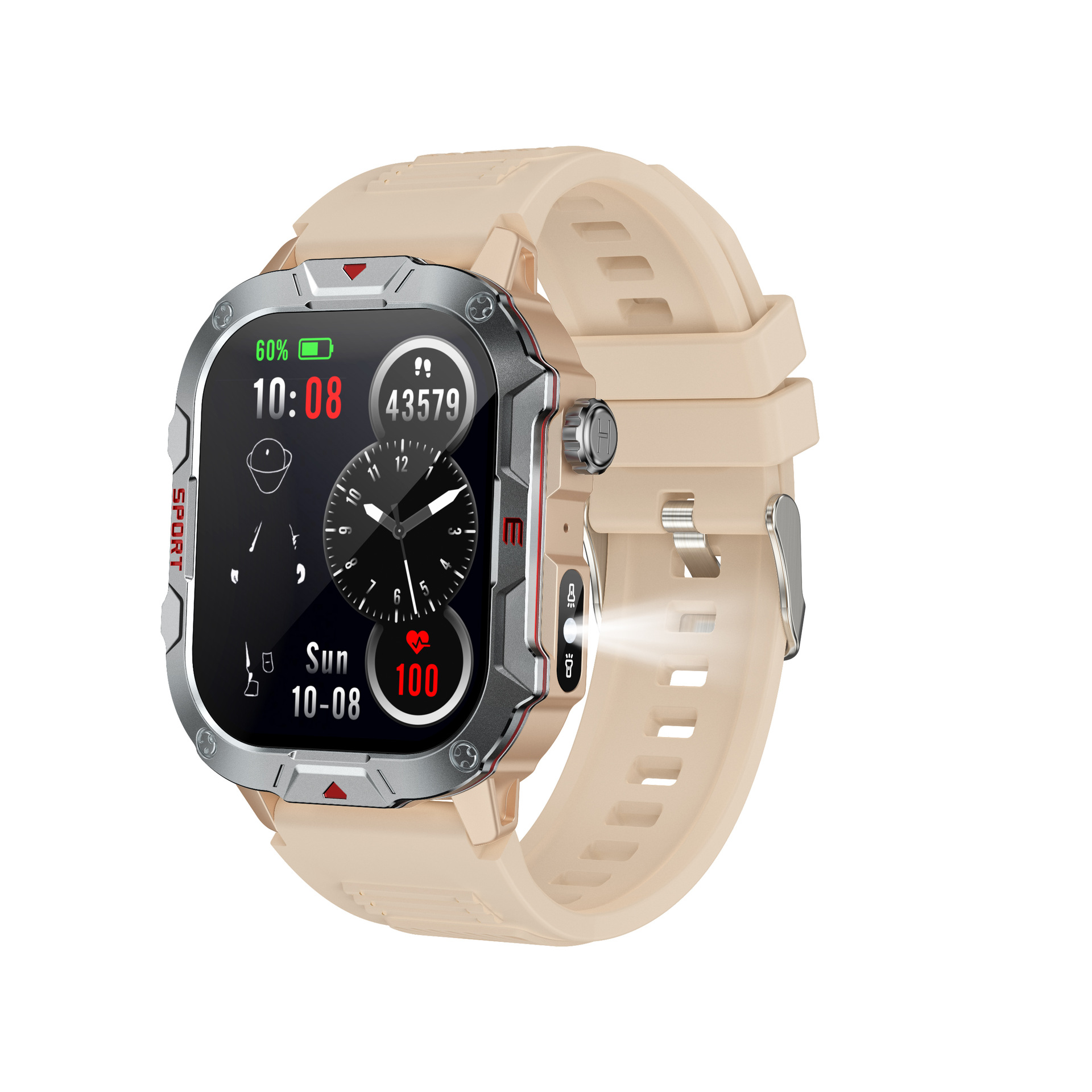 Rugged Outdoor Bluetooth Calling Smartwatch with Heart Rate & Blood Pressure Monitoring for Men