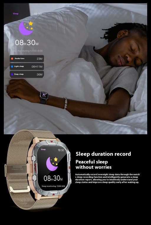 Rugged Outdoor Bluetooth Calling Smartwatch with Heart Rate & Blood Pressure Monitoring for Men