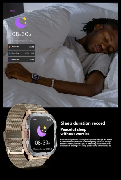 Rugged Outdoor Bluetooth Calling Smartwatch with Heart Rate & Blood Pressure Monitoring for Men