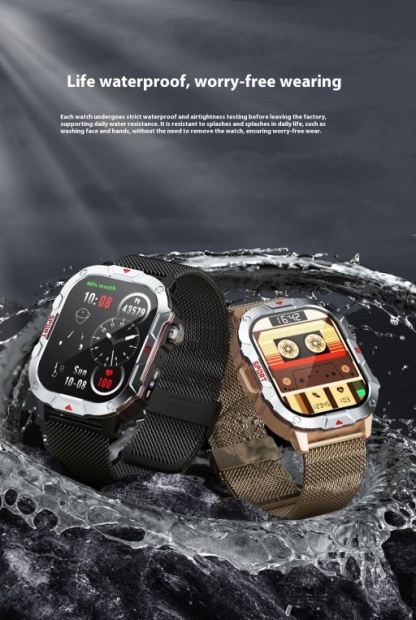 Rugged Outdoor Bluetooth Calling Smartwatch with Heart Rate & Blood Pressure Monitoring for Men