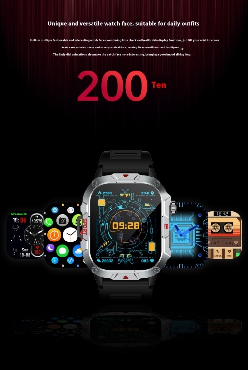 Rugged Outdoor Bluetooth Calling Smartwatch with Heart Rate & Blood Pressure Monitoring for Men