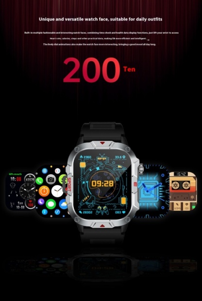 Rugged Outdoor Bluetooth Calling Smartwatch with Heart Rate & Blood Pressure Monitoring for Men