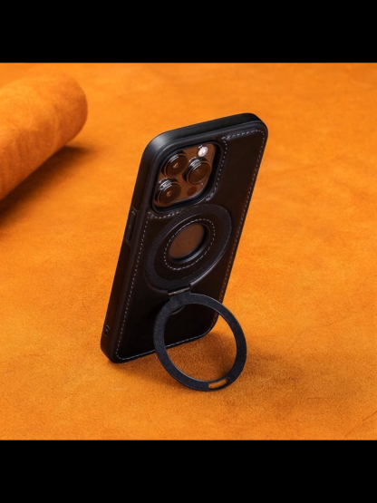 Genuine Leather Magnetic Stand Case for iPhone