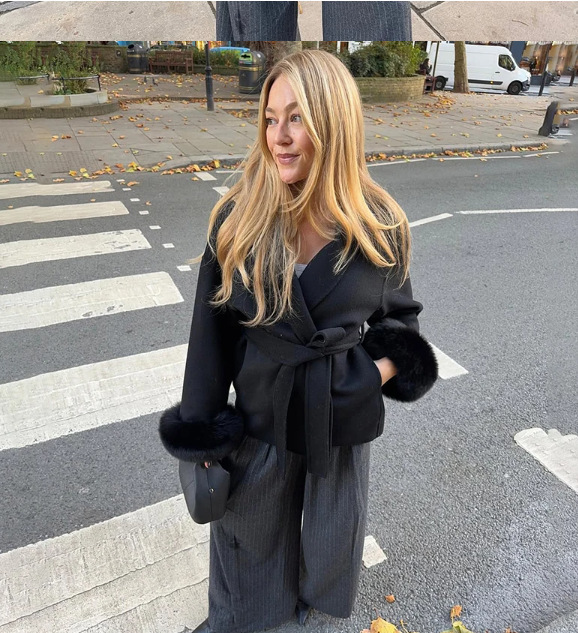 Amazon 2025 Autumn Winter New European and American Comfortable Casual Elegant Soft Loose Turn-Down Collar Solid Color Wool Coat