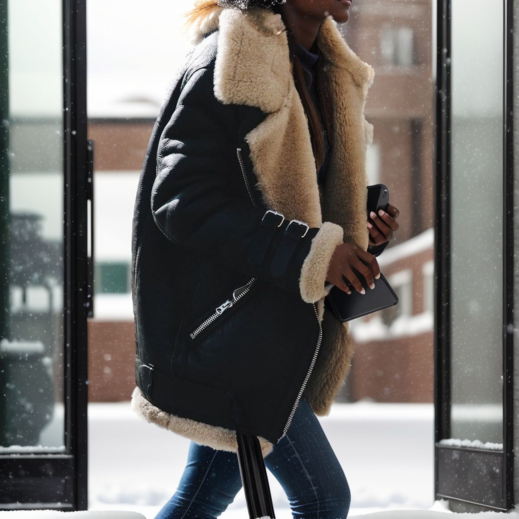 2024 Motorcycle Suede Sheepskin Coat Women's Turn-Down Collar Fur Cotton Jacket Autumn Winter Women's Coat