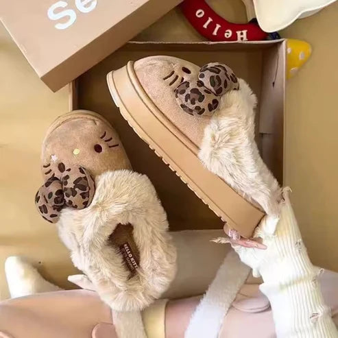 Comfy Hello KT Fur Slippers