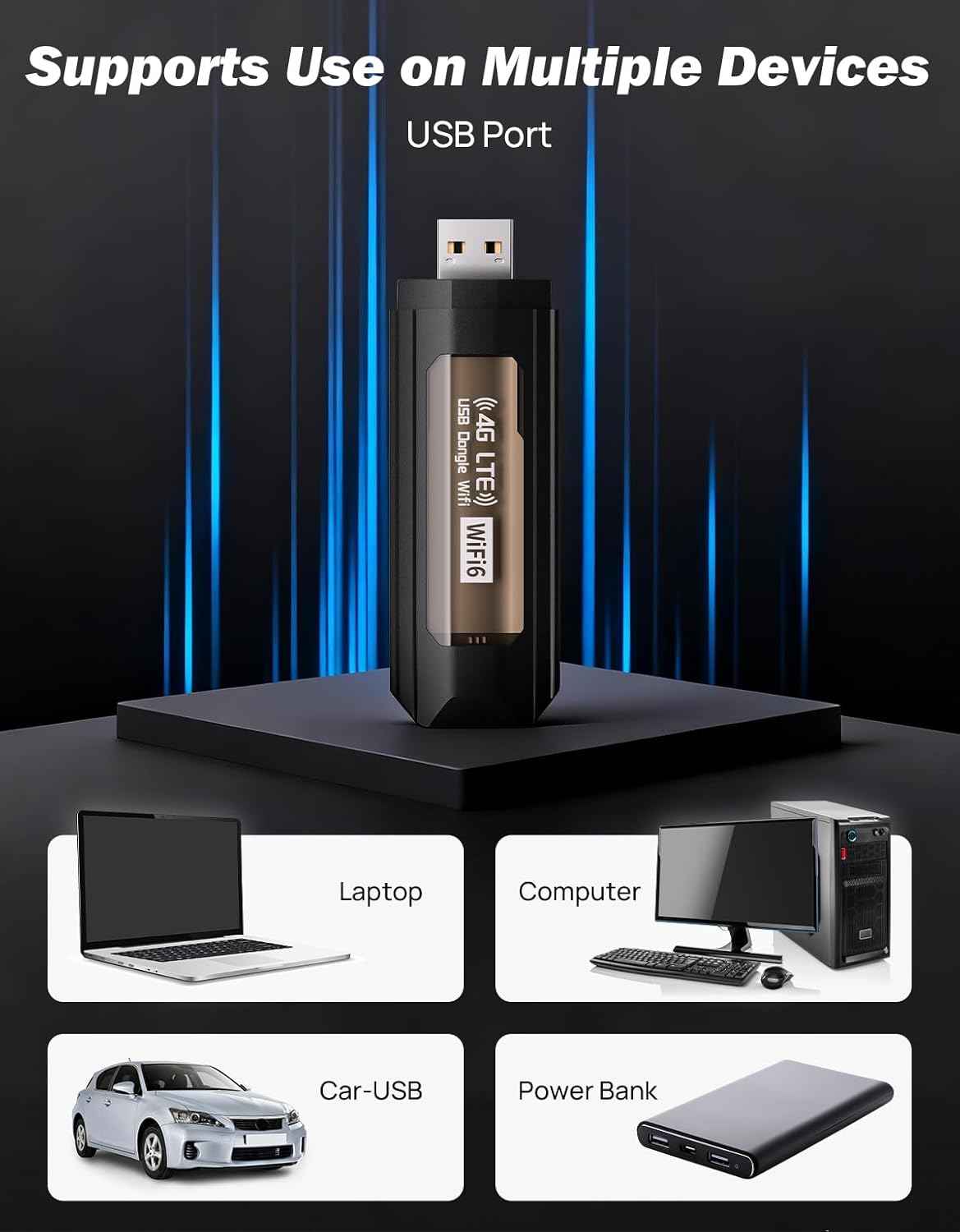 Joytutus 4G LTE Portable WiFi Router 150Mbps USB Modem Unlocked Travel Mobile Hotspot Router for Desktop PC/Notebook/TV/Power Bank (No Include SIM Card)