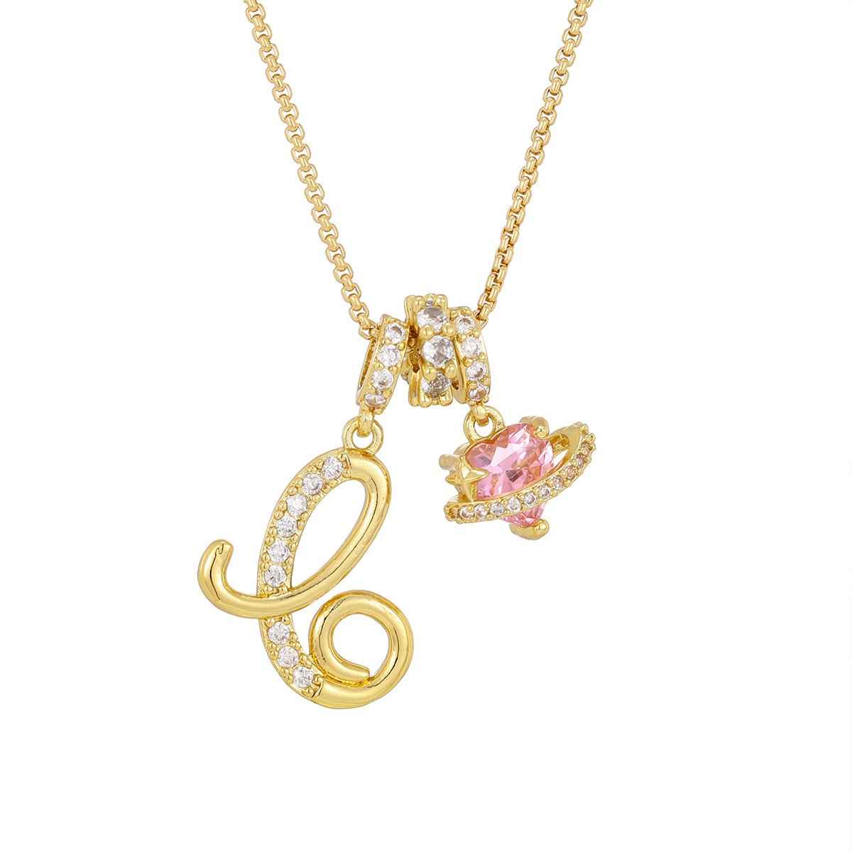 💖 Initial Letter Necklace with Pink Heart Charm – A Personalized Token of Love