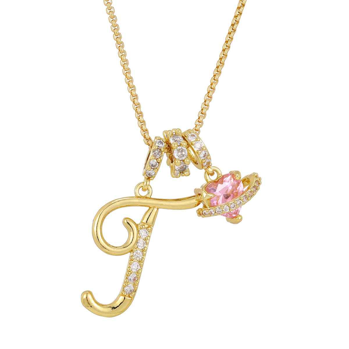💖 Initial Letter Necklace with Pink Heart Charm – A Personalized Token of Love