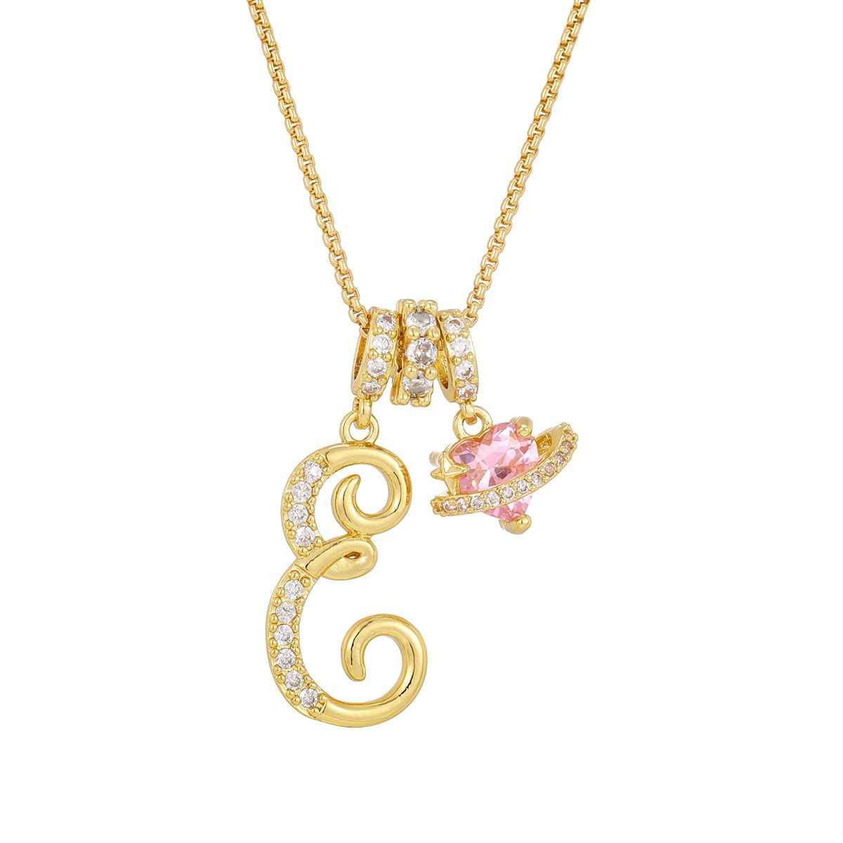 💖 Initial Letter Necklace with Pink Heart Charm – A Personalized Token of Love
