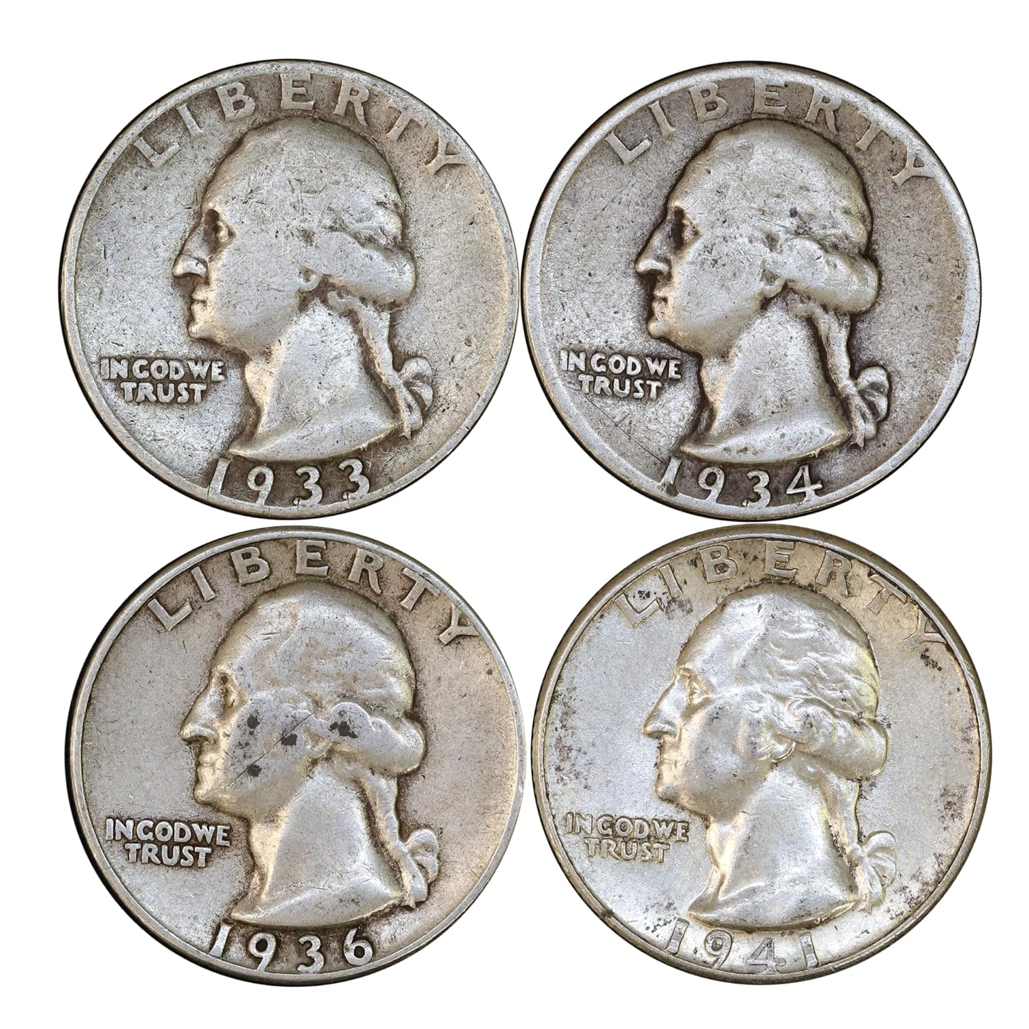 1932~1941 Washington Silver Quarter Proof 9PC