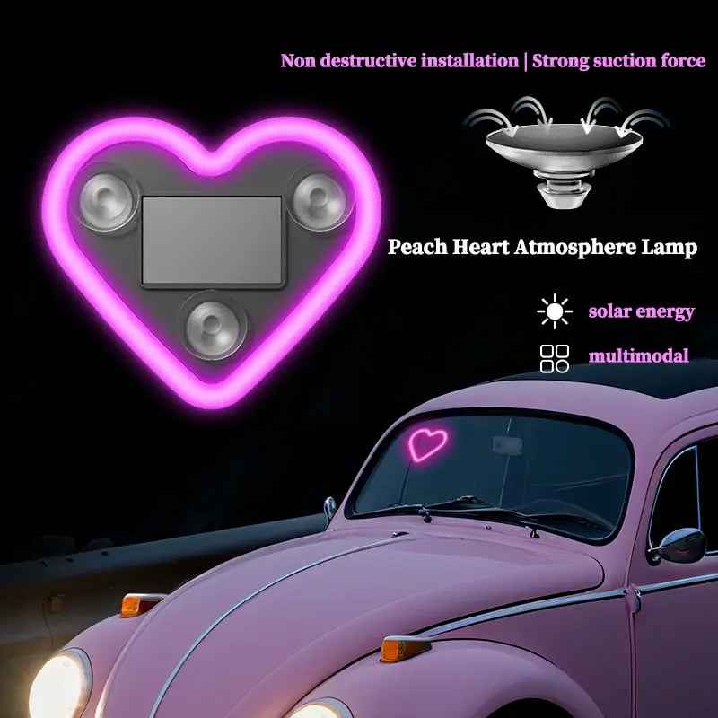 🔥 Solar Powered Wireless LED Heart Shape C-Pillar Neon Light