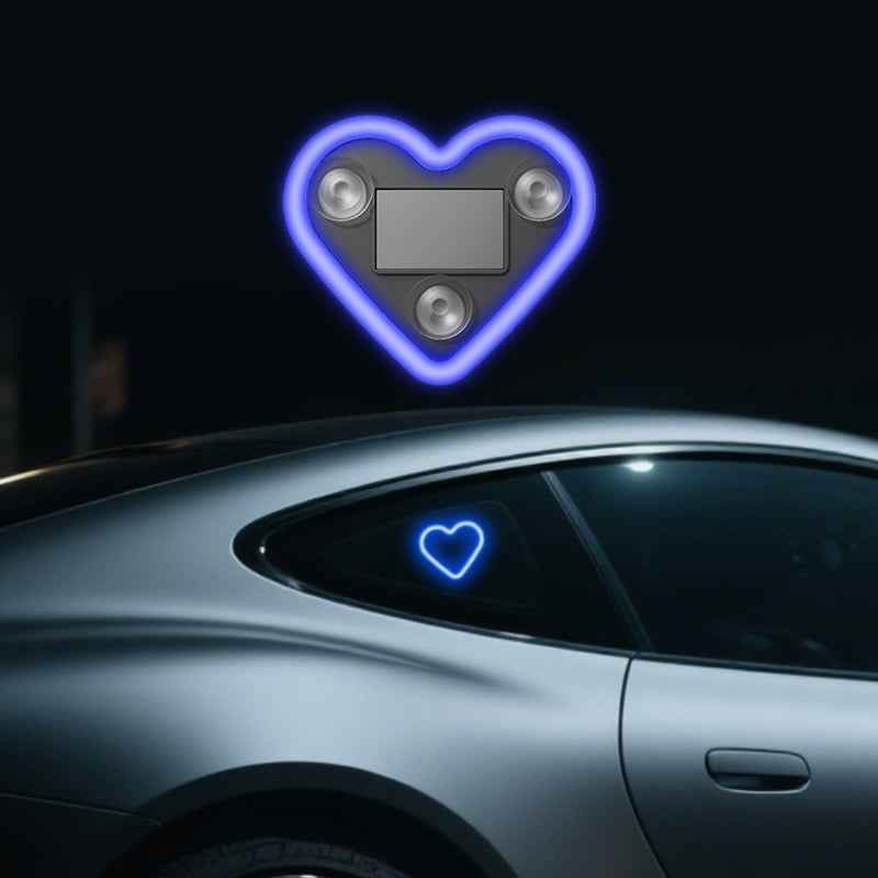 🔥 Solar Powered Wireless LED Heart Shape C-Pillar Neon Light