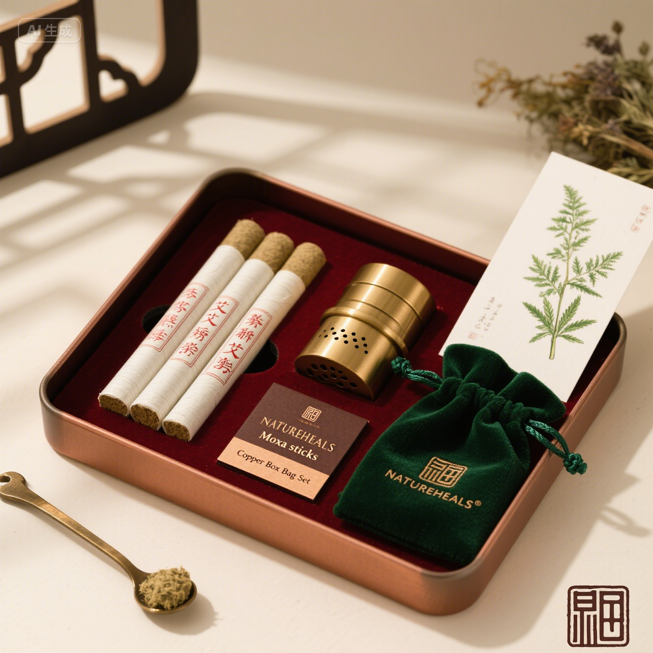 Moxa sticks with Copper Box Bag