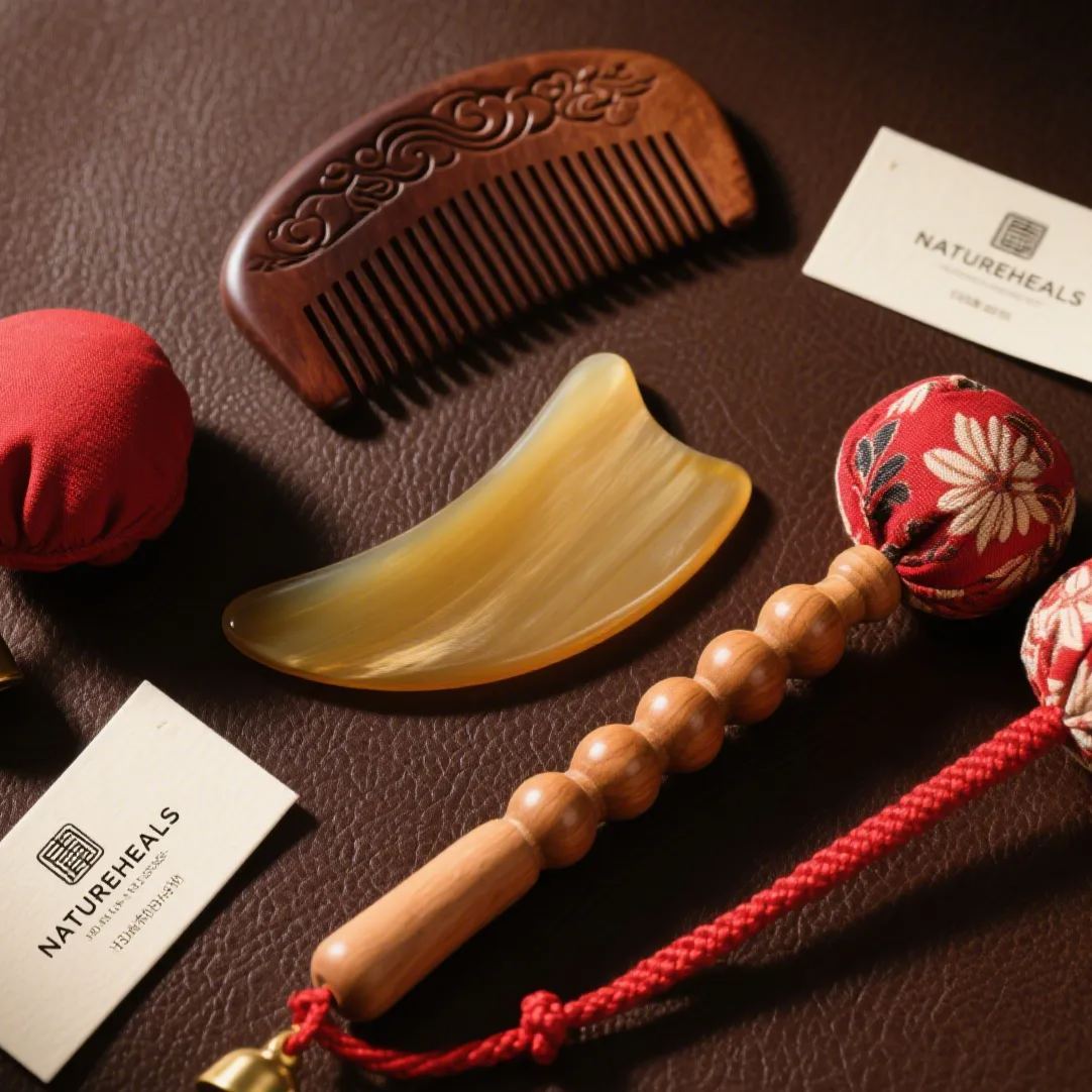 TCM massage tools( sandal wood, msssage comb, guasha, massage stick, massage hammer)