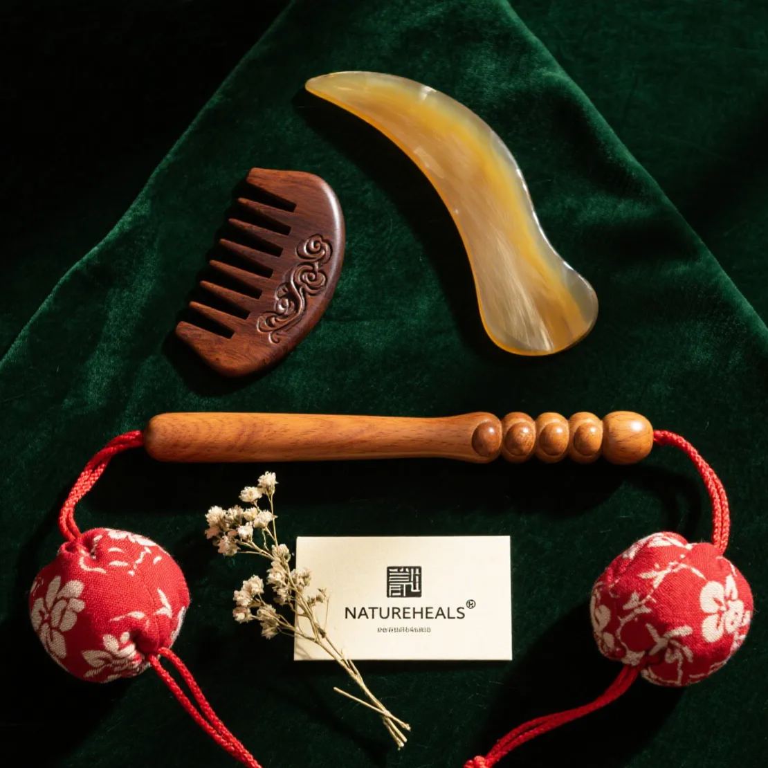 TCM massage tools( sandal wood, msssage comb, guasha, massage stick, massage hammer)