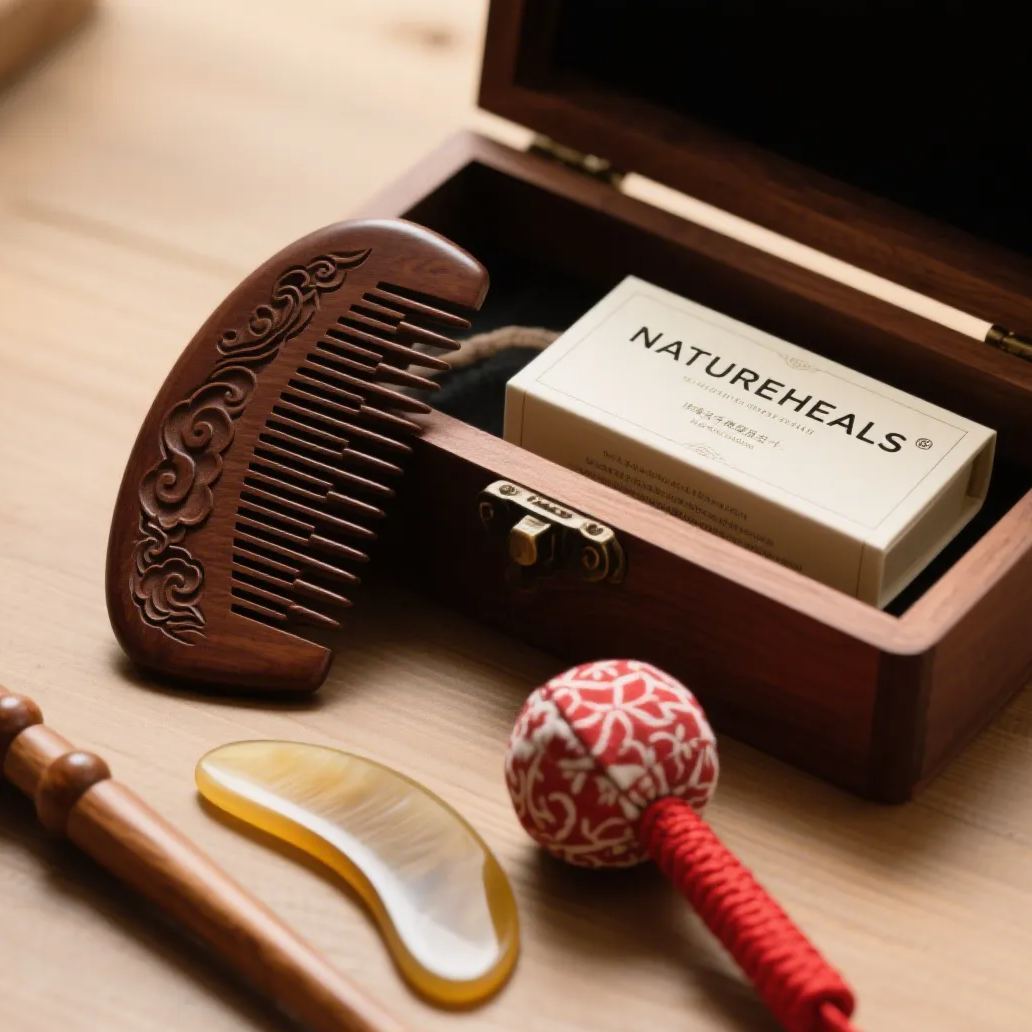 TCM massage tools( sandal wood, msssage comb, guasha, massage stick, massage hammer)