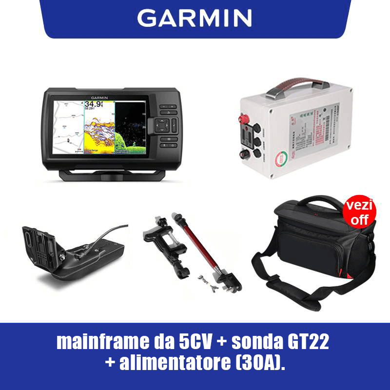Garmin 010-01872-00 STRIKER 5CV con trasduttore, sonar da pesca GPS da 5", sonar CHIRP tradizionale e sonar di scansione ClearVu, software di mappatura Quickdraw Contours integrato