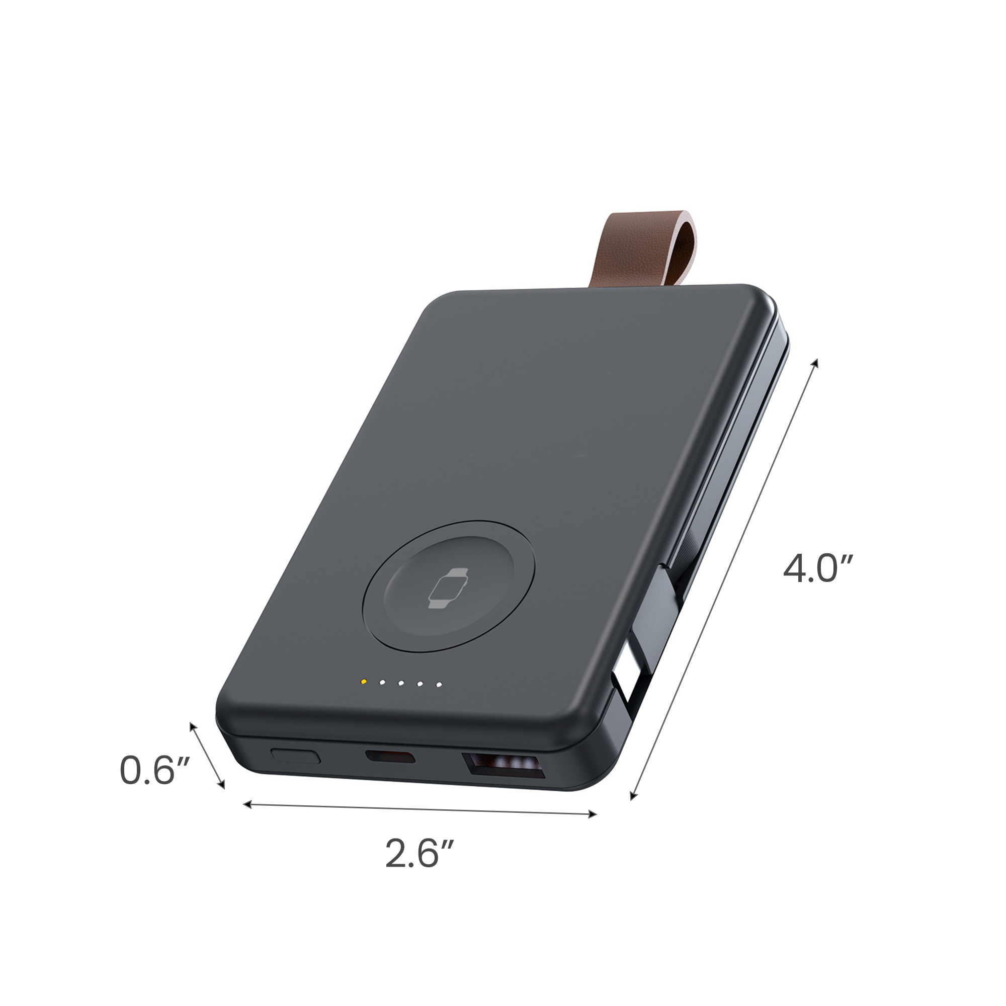 5000mAh Power Bank w/ Magnetic Watch Charger & Cable Output