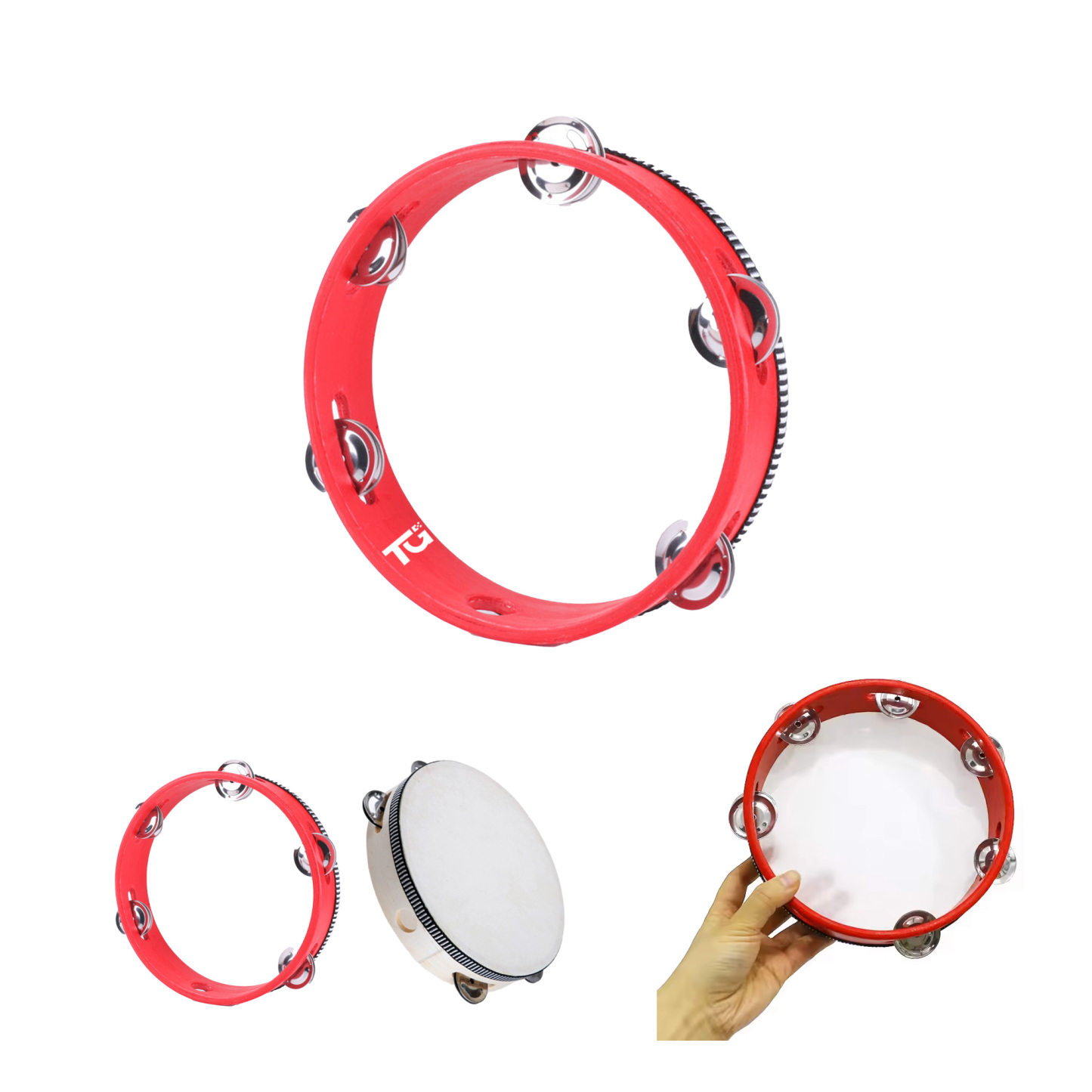 Multi-Size Wooden Tambourine for Percussion & Dance