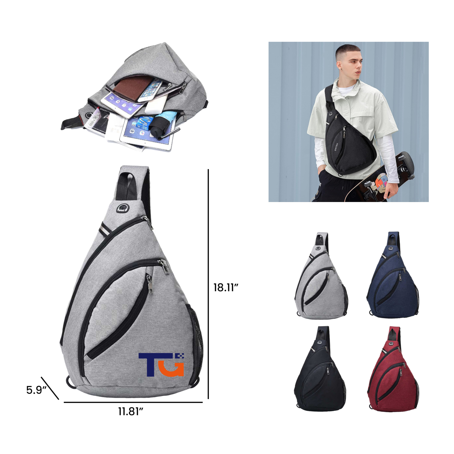 Drip-Shaped Waterproof Chest Bag w/ Reflective Stripe