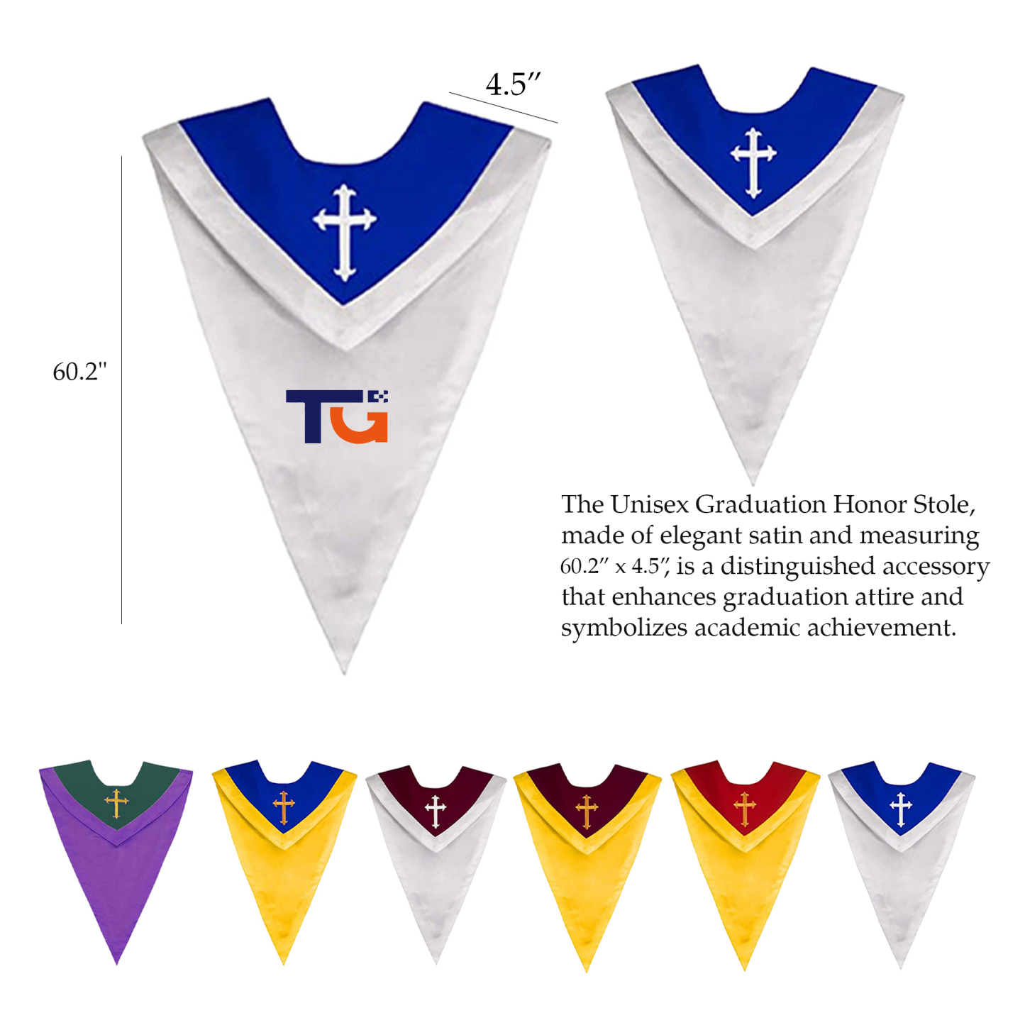 V-Shaped Embroidered Choir Stole for Church & Special Events